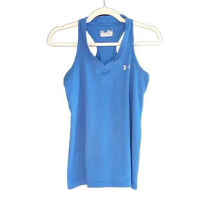 Under Armour Blue Vneck Semi Fitted Sleeveless Athletic Shirt Workout Tank Top S